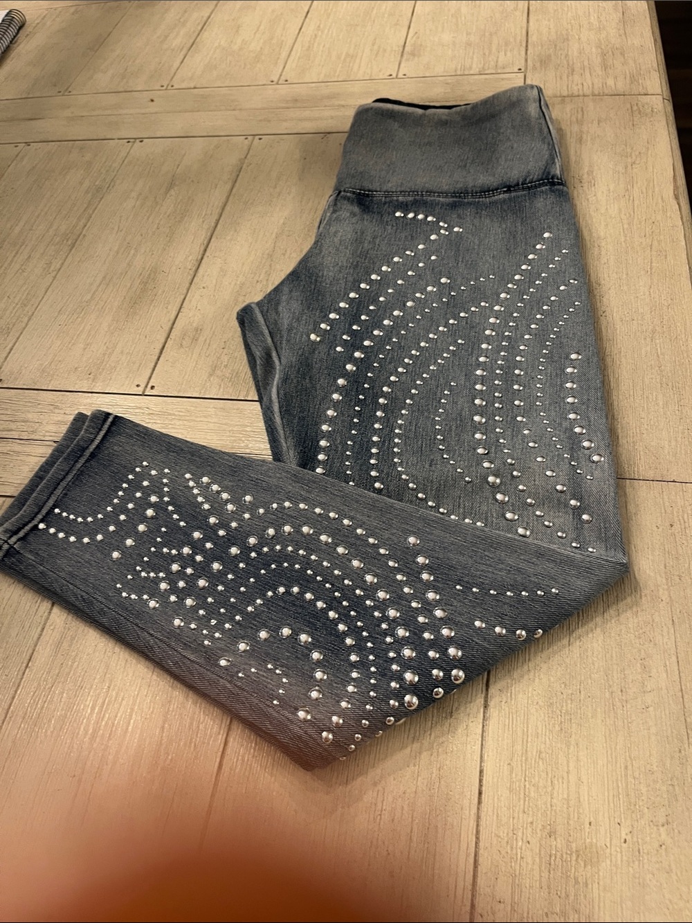 Women’s Gray Jeweled Jeggings with Silver Studs